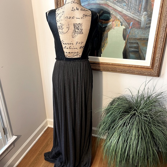 Free People RARE FIND - charcoal maxi dress with accents - S - Picture 3 of 9